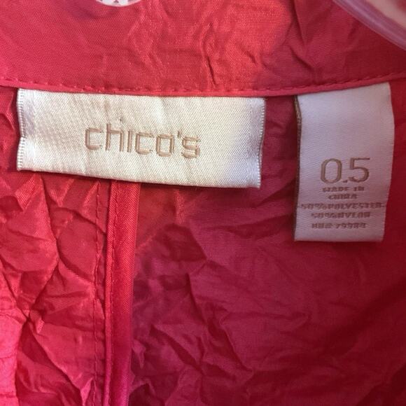 Chicos Jacket Pink Crinkled Open Front Lightweight Size .5 (6) Pockets - Picture 3 of 11